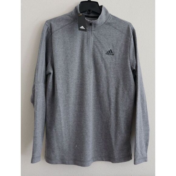 adidas ADK4427S21 Men's Sz M Heather Gray 1/4 Zip Long Sleeve Knit Pullover Top - Picture 1 of 13
